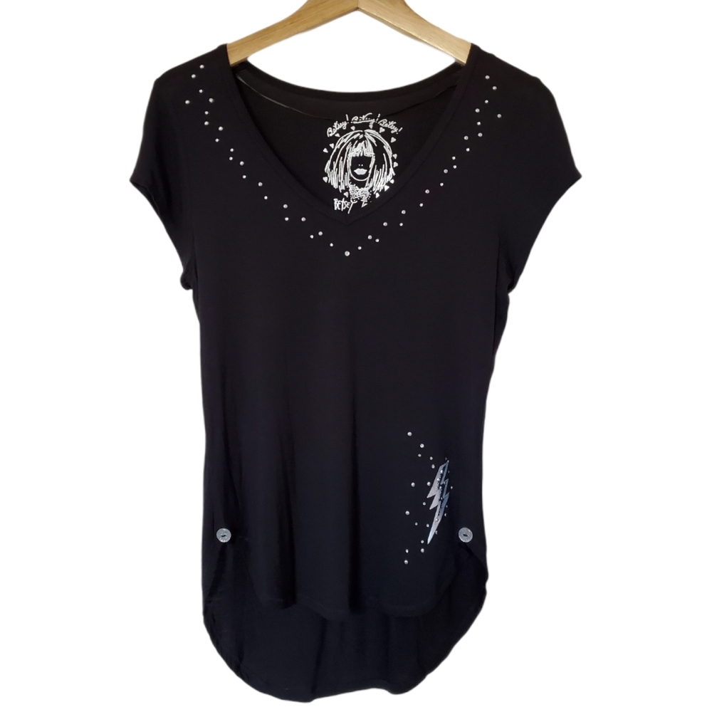 Betsey Johnson Lightning Bolt Jersey Knit Shirt